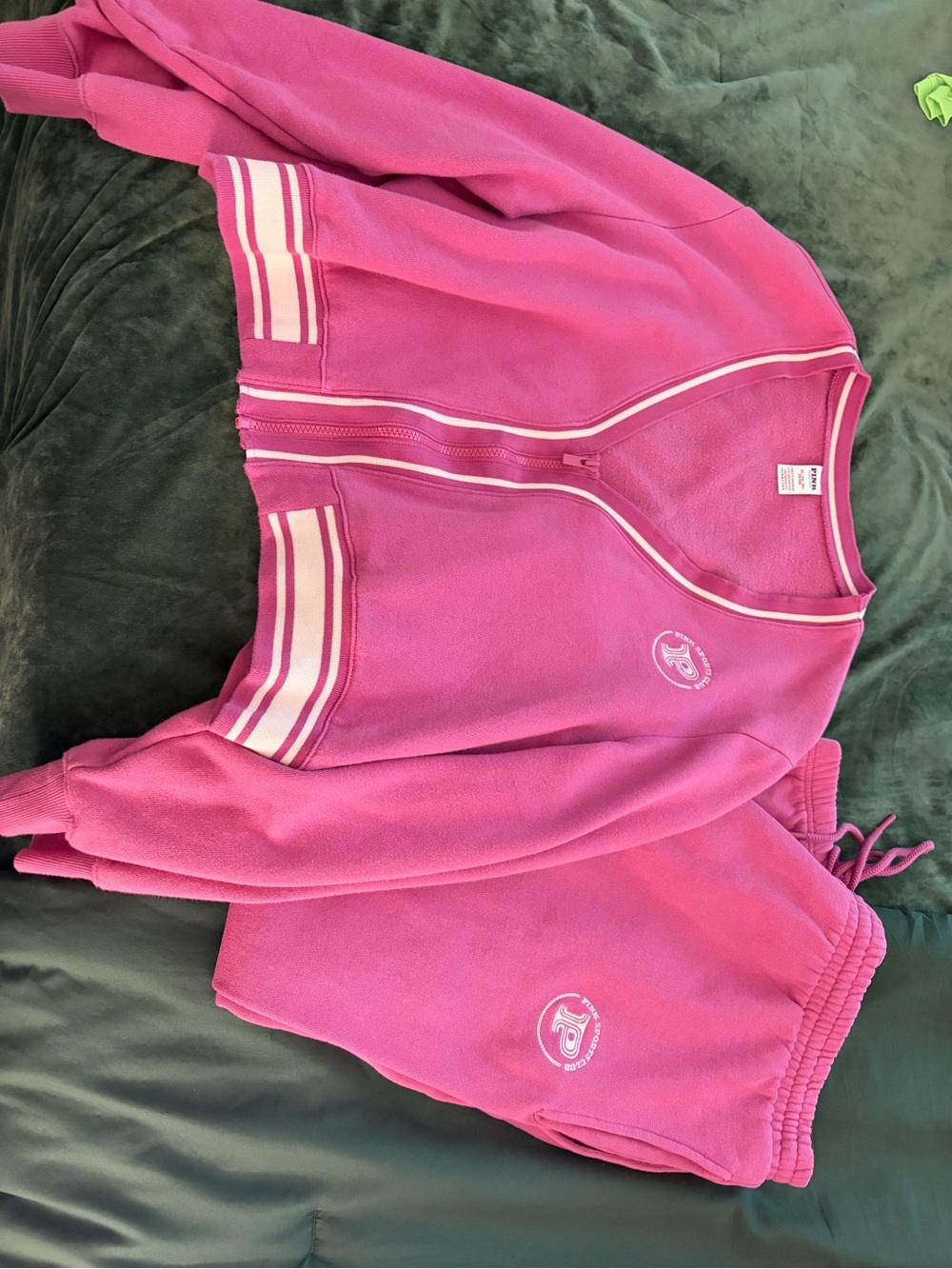 PINK Victoria's Secret womenโs blush Pink Fleece Sweatpants & Zip Jacket Set